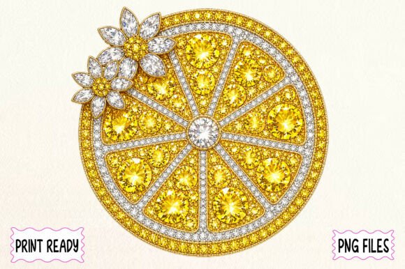 Download Rhinestone Lemon Slice Floral Design - Flora Collection
