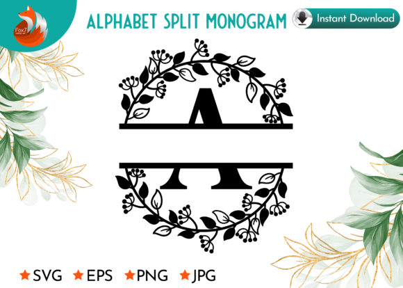 Download Flora a-Z Alphabet Split Monogram - Flora Collection