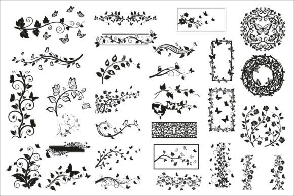 Download Vertical Floral Vine Silhouette - Flora Collection