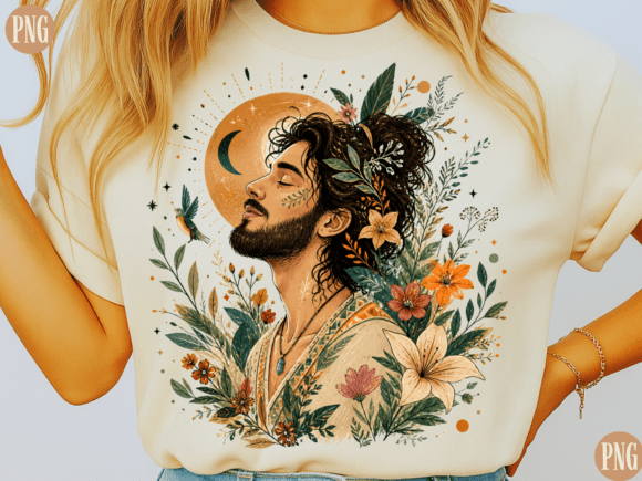 Download Boho Spiritual Man with Floral Nature – - Flora Collection