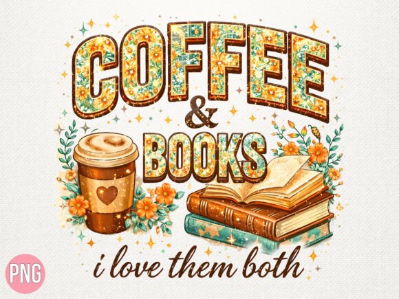 Download Coffee and Books Floral Design PNG - Flora Collection