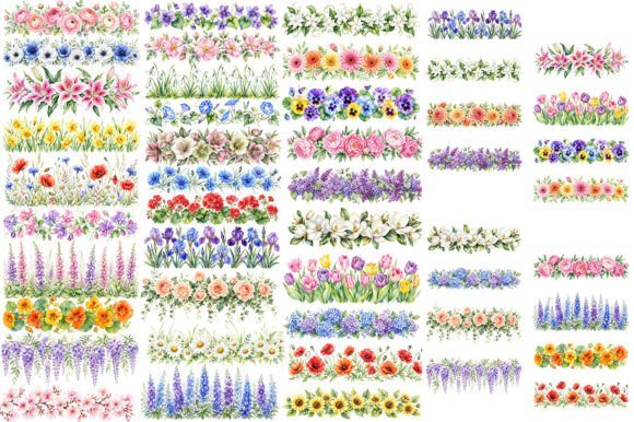 Download Watercolor Floral Border Sublimation PNG - Flora Collection