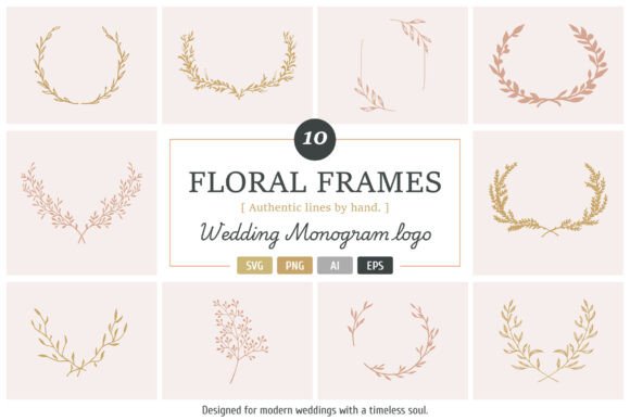 Download Hand Drawn Floral Wedding Monogram Frame - Flora Collection