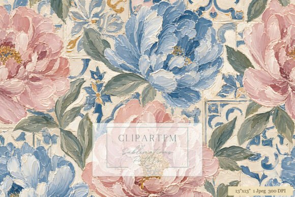Download Blue Pink Peony Tile Floral Pattern - Flora Collection