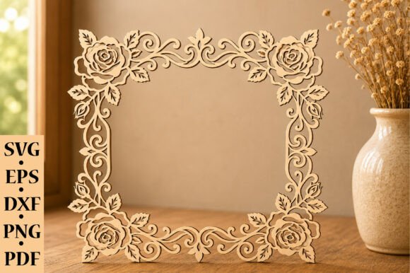 Download Rose Floral Square Frame SVG Bundle - Flora Collection
