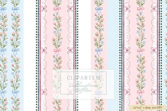 Download Floral Stripe Sublimation Pattern Design - Flora Collection