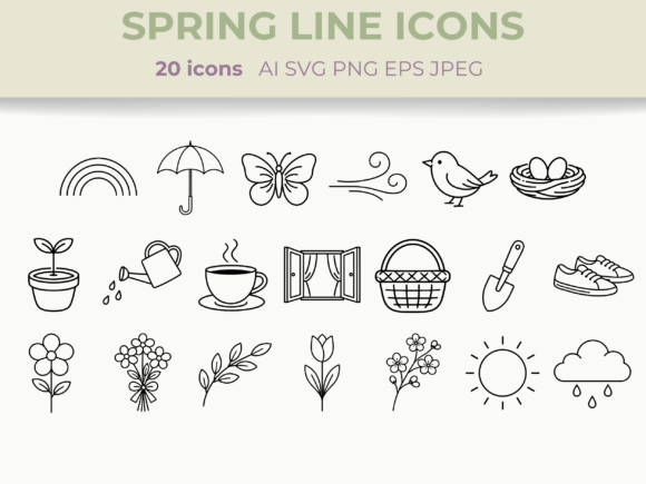 Download Spring Line Icons Set Nature Floral SVG - Flora Collection