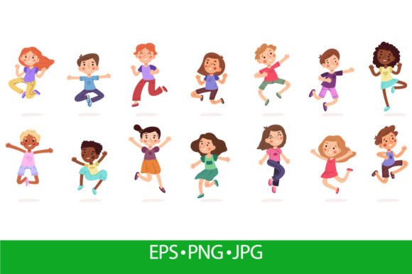 Download Happy Jumping Kids, Cute Active Cartoon - Active Collection