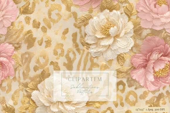 Download Pink Gold Leopard Floral Pattern Design - Flora Collection
