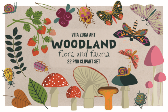Download Woodland Flora &amp; Fauna Clipart Set - Flora Collection