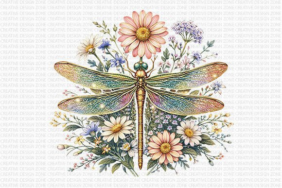 Download Dragonfly Floral Boho PNG - Flora Collection