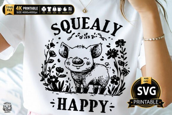 Download Squealy Happy Cute Pig Floral Design - Flora Collection