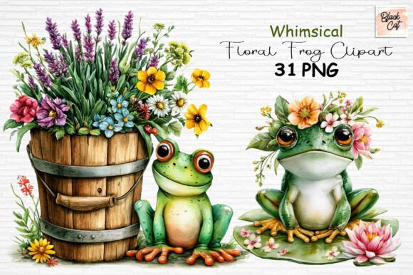 Download Whimsical Floral Frog Clipart PNG - Flora Collection