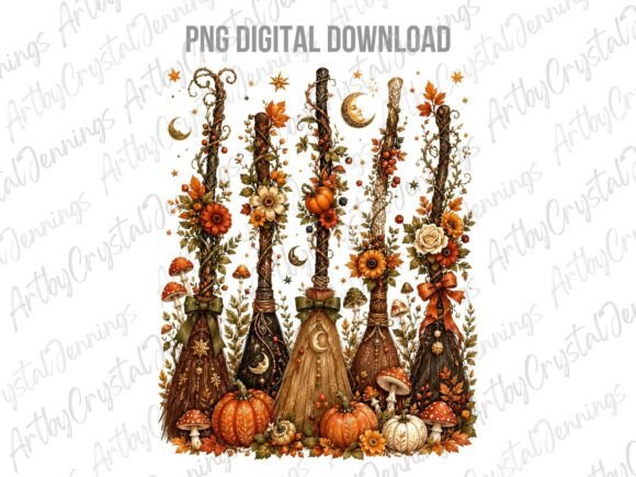 Download Floral Autumn Witch Broom PNG - Flora Collection