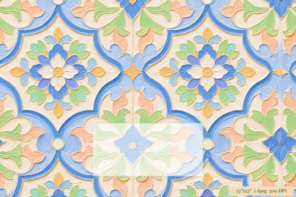 Download Pastel Tile Floral Mosaic Pattern - Flora Collection